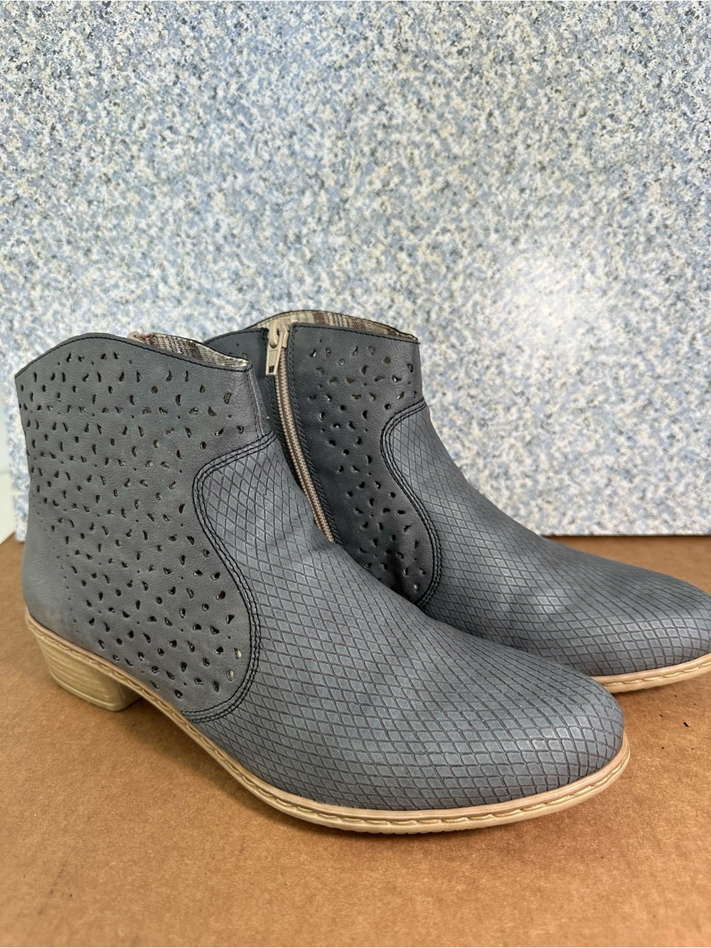 Rieker Fabiola 66 Anti-Stress Denim Blue Ankle Boots Sz 41